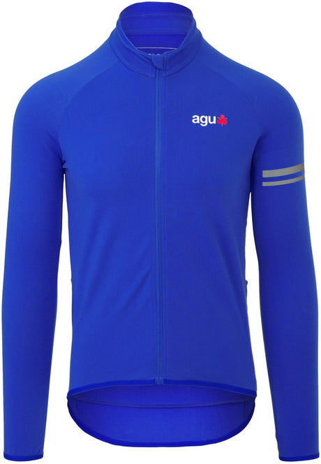 Agu essential - thermo fietsshirt - wielrenshirt - heren - blauw - xl - fleece kraag - reflecterend - 3 achterzakken - ykk rits xl