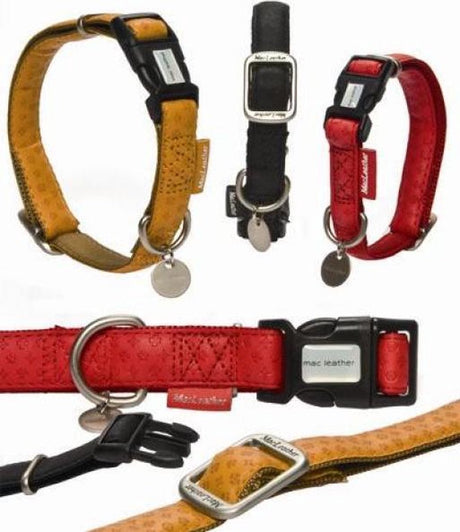 Beeztees - halsband hond - mac leather - zwart - 35-50 cm