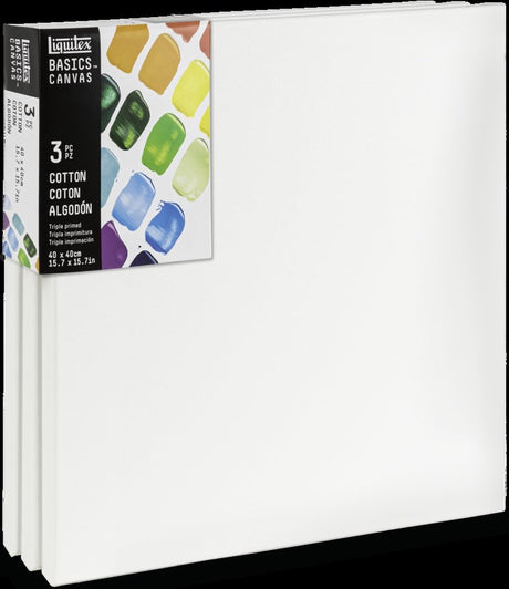 Liquitex 471040040 basics lærred 40 x 40 cm – sæt med 3 | 100% bomuldslærred ca. 280 g m² | tredobbelt grundet | velegnet til akryl- og oliemaling