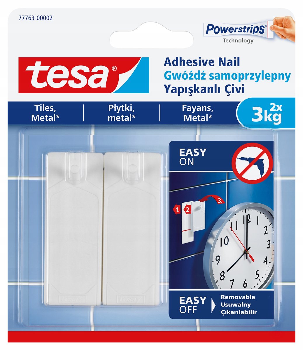 Tesa - selvklæbende søm - til fliser - 3 kg bæreevne