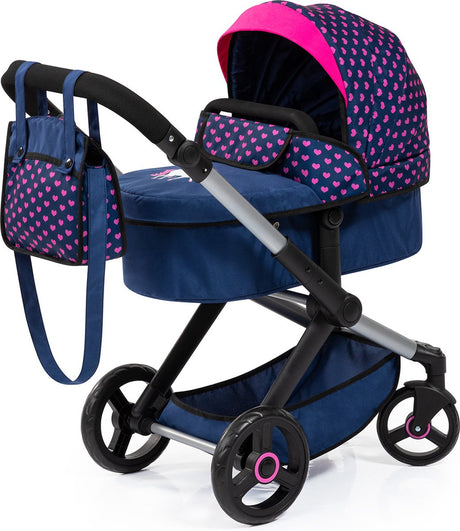 Bayer design combi dukkevogn xeo - 72 x 38 x 65 cm - dukkevogn - blå og pink