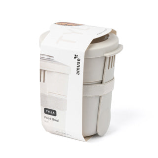 Amuse tylla duo havre madpakke - 150ml + 450ml - yoghurtkop to go - perfekt forseglelig müslikop med spork - lækagesikker frokostkande - BPA-fri suppekop - beige