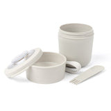 Amuse tylla duo havre madpakke - 150ml + 450ml - yoghurtkop to go - perfekt forseglelig müslikop med spork - lækagesikker frokostkande - BPA-fri suppekop - beige