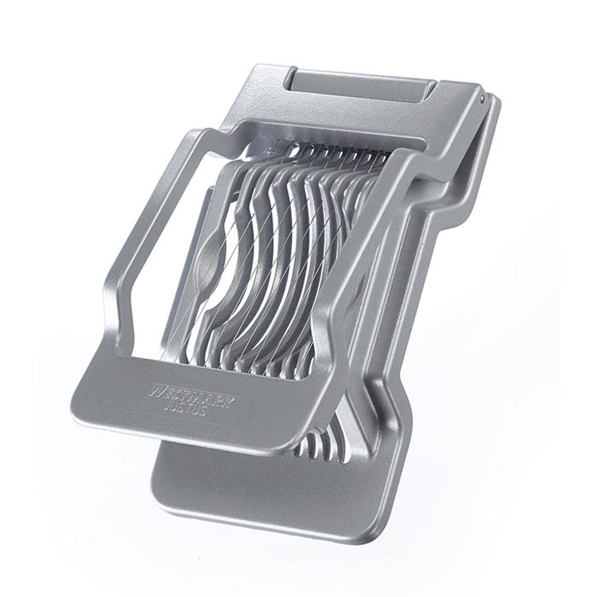 Westmark æggeskærer til runde og ovale skiver, individuelt spændte skæretråde i rustfrit stål, rustfrit stål aluminium, justus, grå, 10402260