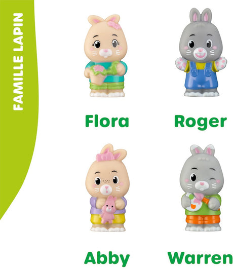 Klorofil legesæt familiekanin | legefigursæt - familiefigurer - børnelegetøj - flora, warren, abby og roger - fra 18 måneder - 4 stk.