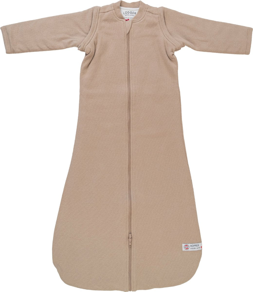 Lodger hopper - baby slaapzak winter met afritsbare mouwen - 98cm - 3.3 tog - autostoel - beige - winterslaapzak