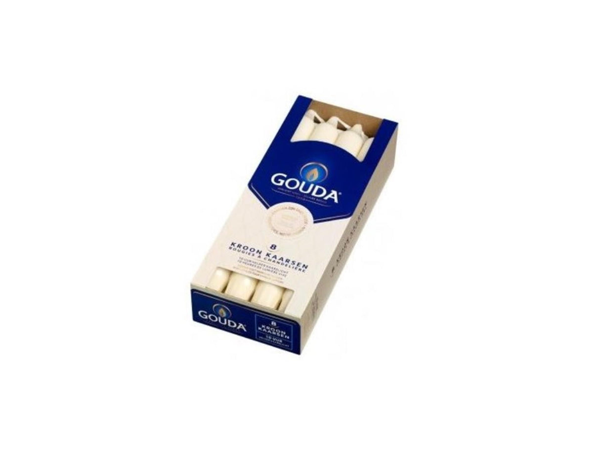 Gouda kronlys elfenben 240 24 æske med 8 stykker, 10 brændetimer