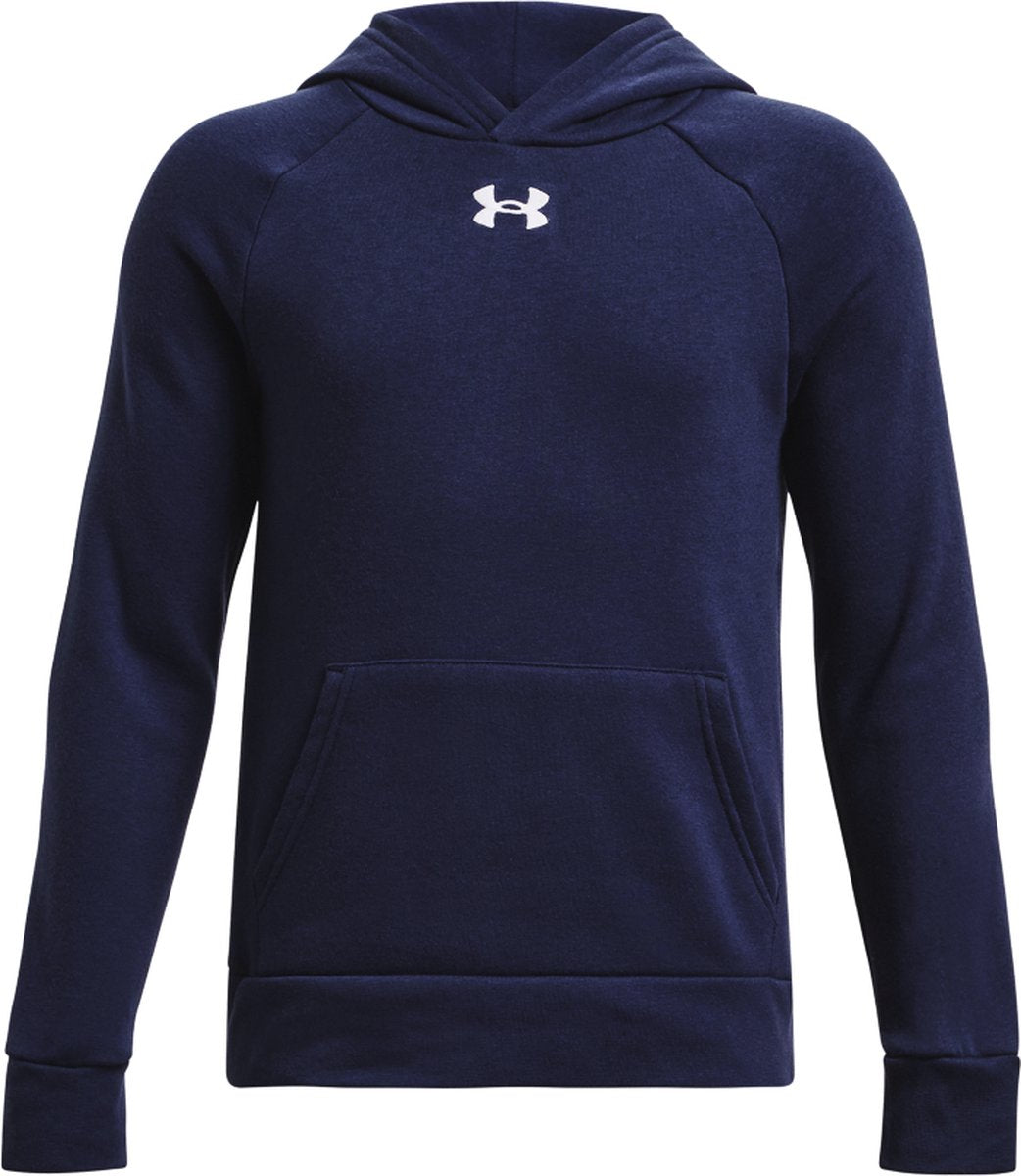 Under armour ua rival fleece-hættetrøje-blå sportstrøje til drenge - midnat marineblå - hvid