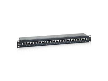Udstyr 326424 24-ports cat.6 skærmet patchpanel, sort, rj-45, cat6, sort, rackmontering, 1u