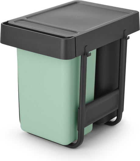 Brabantia sort go indbygget affaldsspand - 2 x 15 liter - jadegrøn og mørkegrå