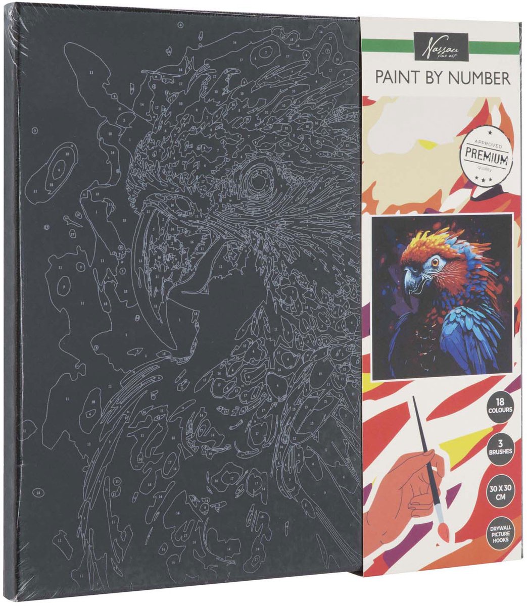 Creative craft group paint by number black parrot, 30x30cm
