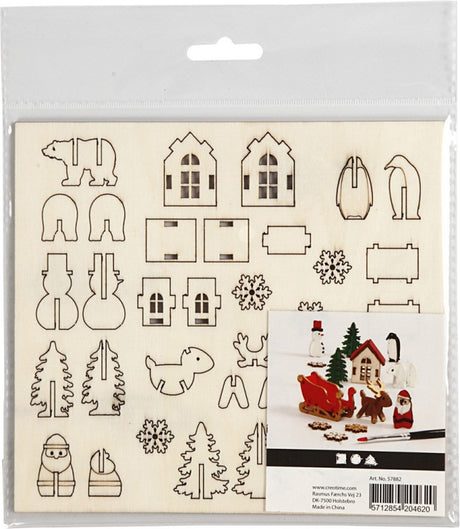 Creativ company gør-det-selv træfigurer, jul, L: 15,5 cm, B: 17 cm, tykkelse 3 mm, 1 æske