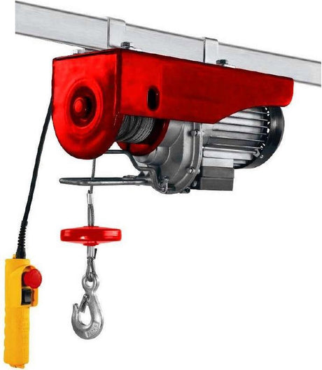 Einhell el-kabelhejs tc-eh 600 - 1050 w - 300 kg ved 18 m - 600 kg ved 9 m (med remskive) - nødstop - automatisk bremse - inkl. remskive