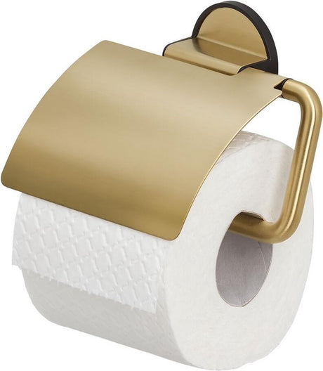 Tiger tune - toiletrulleholder med klap - toiletrulleholder - uden boring - selvklæbende 3m tape - guld børstet sort