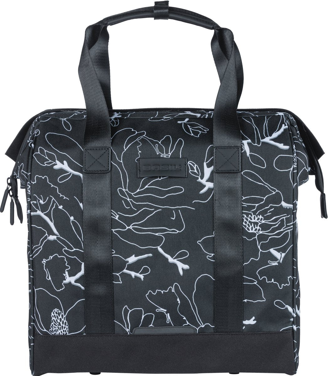Basil Grand Flower Fietshopper - Sort vand -Dispst -taske med bærbar boks - 23L
