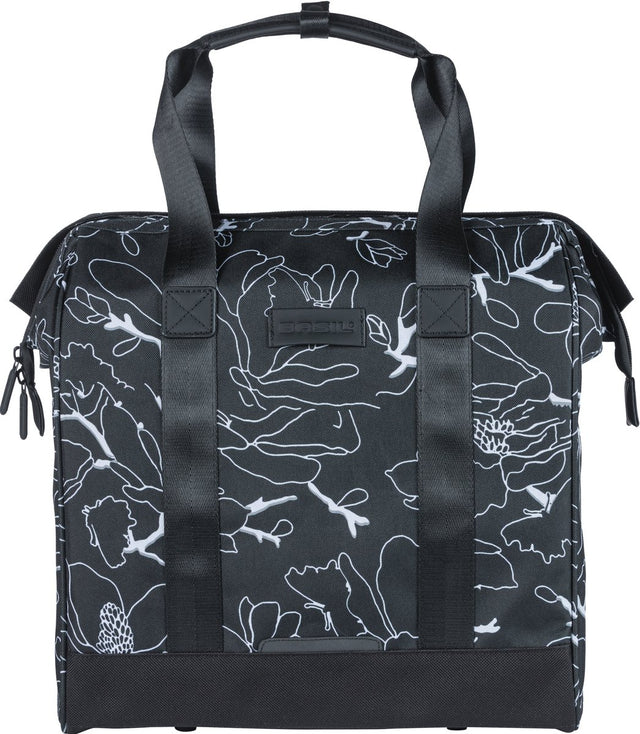 Basil Grand Flower Fietshopper - Sort vand -Dispst -taske med bærbar boks - 23L