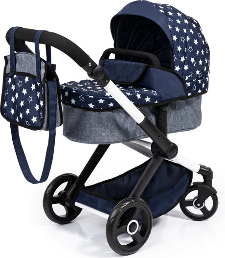 Bayer design - kombinationsdukkevogn xeo, taske, blå, stjerner
