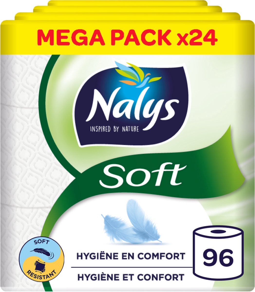 Nalys blødt toiletpapir - 96 ruller - hvid - værdipakke
