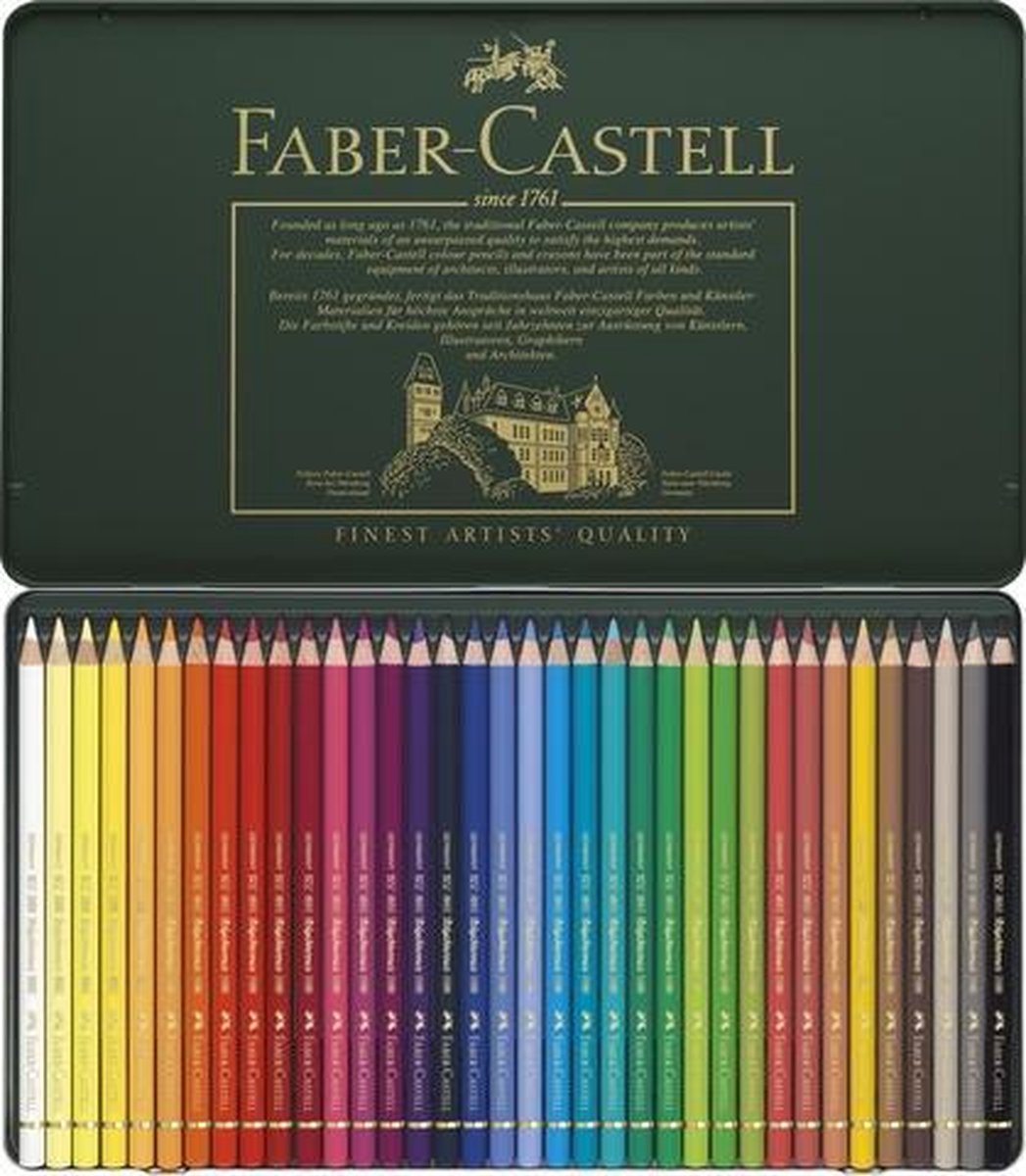Faber-castell farveblyanter - polychromos - 36 stykker i en dåse - fc-110036