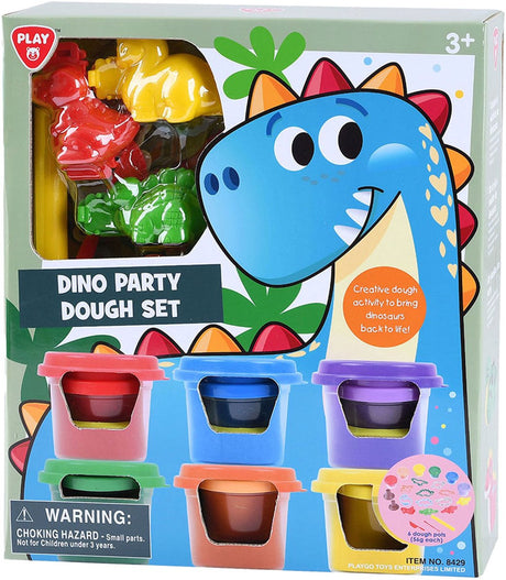 Playgo dino fest lersæt - 6 lerpotter