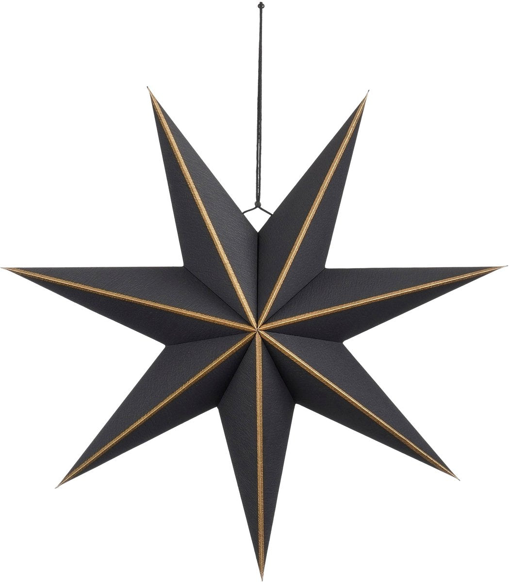 Mica decorations ster hangend kerstdecoratie - h18 x ø60 cm - papier - zwart