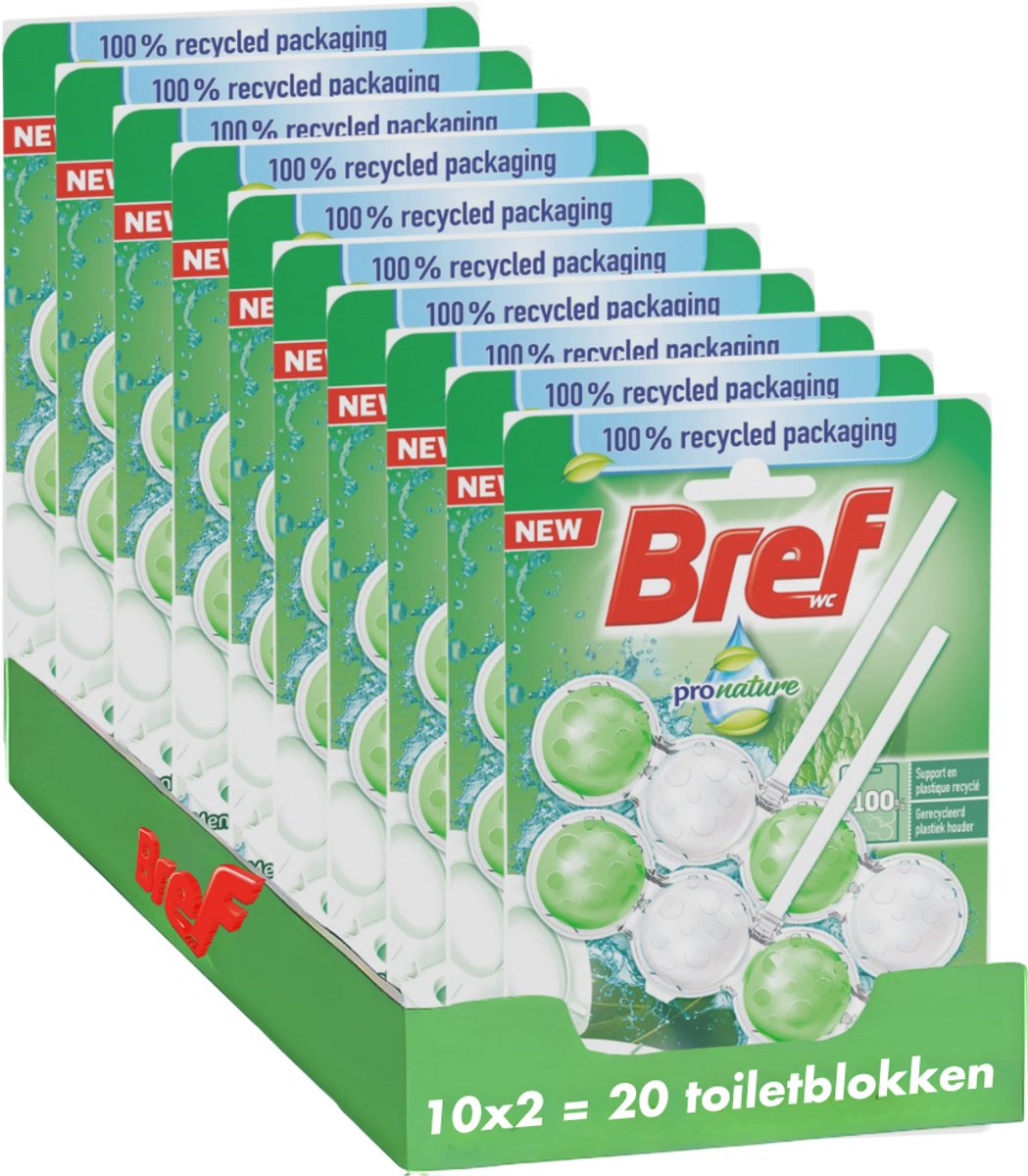 Bref - pro natur - mynteeukalyptus - hygiejnisk rent toilet - respekt for naturen - værdipakke - 10 x 2 stk.