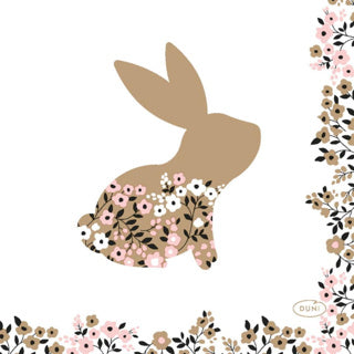 Duni påskeservietter blomstrende kaniner 24x24 cm | 4 stk