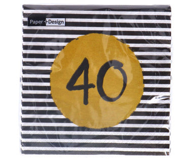Servietter 40 års fødselsdag 33x33 cm | 4 stk