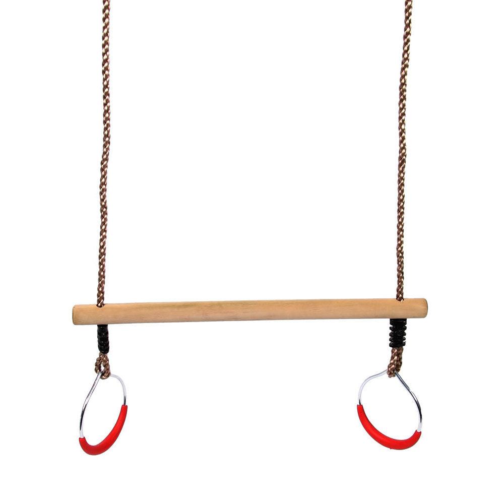 Svingende trapeze træ med ringe, 58 cm