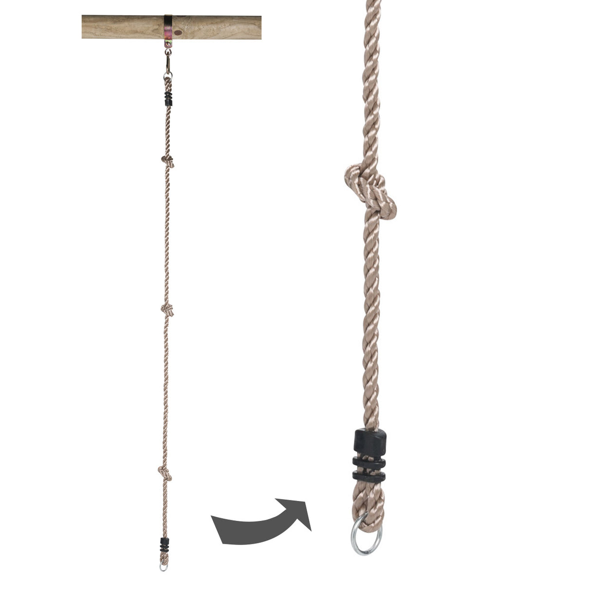 Svingende klatringtop med 2 ringe, 190 cm