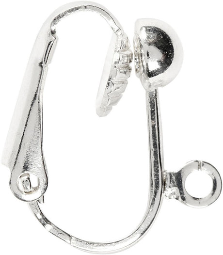 Creativ company clip-on øreringe, l: 16,5 mm, b: 1,5 mm, hulstørrelse 1,6 mm, forsølvet, 6 stk. 1 æske