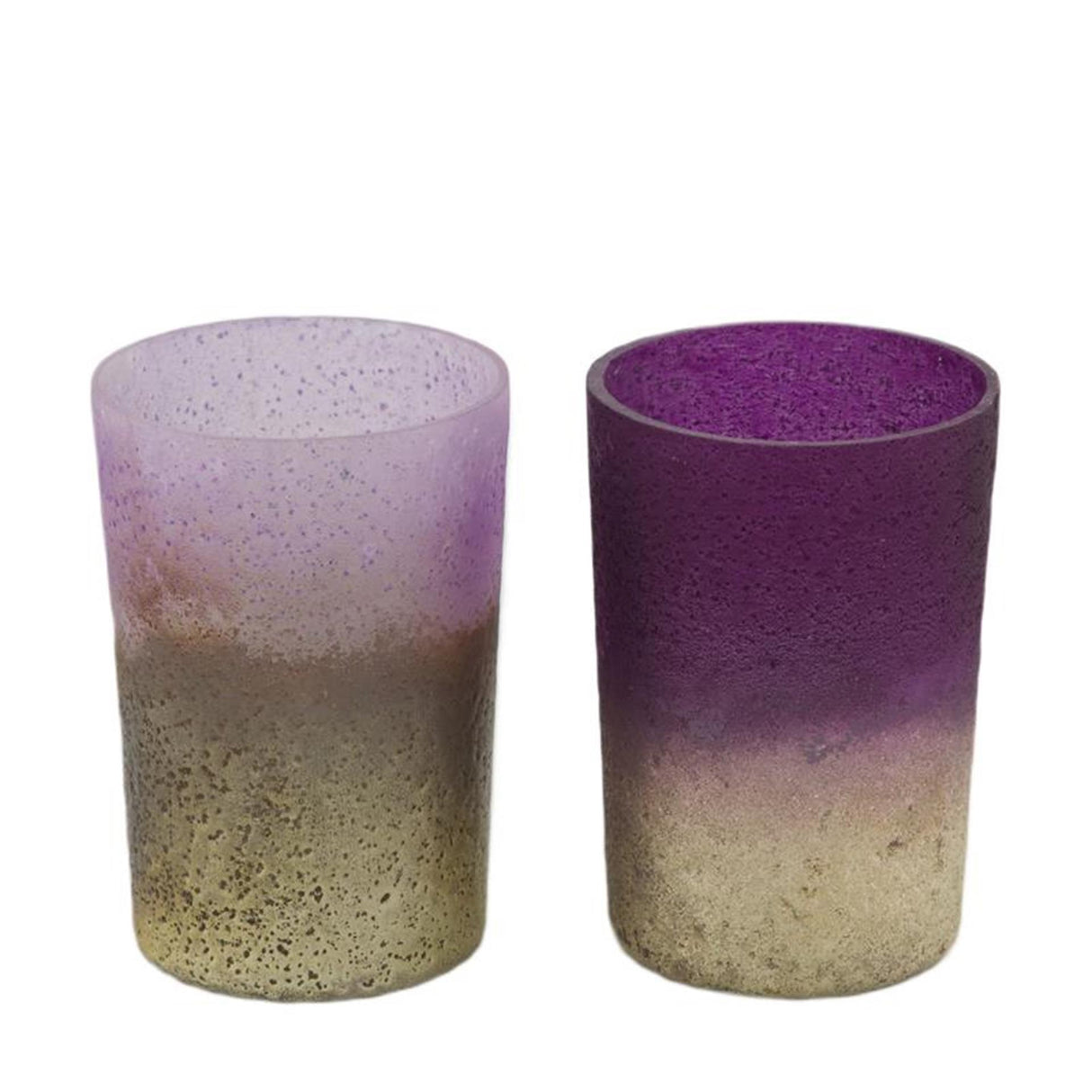 Dijk natural collections fyrfadsstage glas 6x6x8cm lilla guld