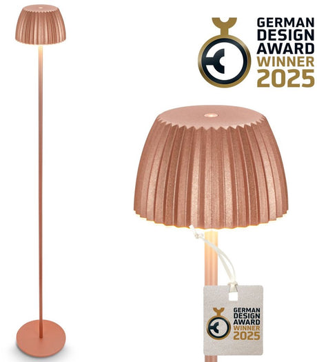 B.k.licht briloner champ - genopladelig gulvlampe - ledningsfri stående lampe - dæmpbar - højdejusterbar - til indendørs og udendørs - kobberfarvet - ø19 x 124 cm