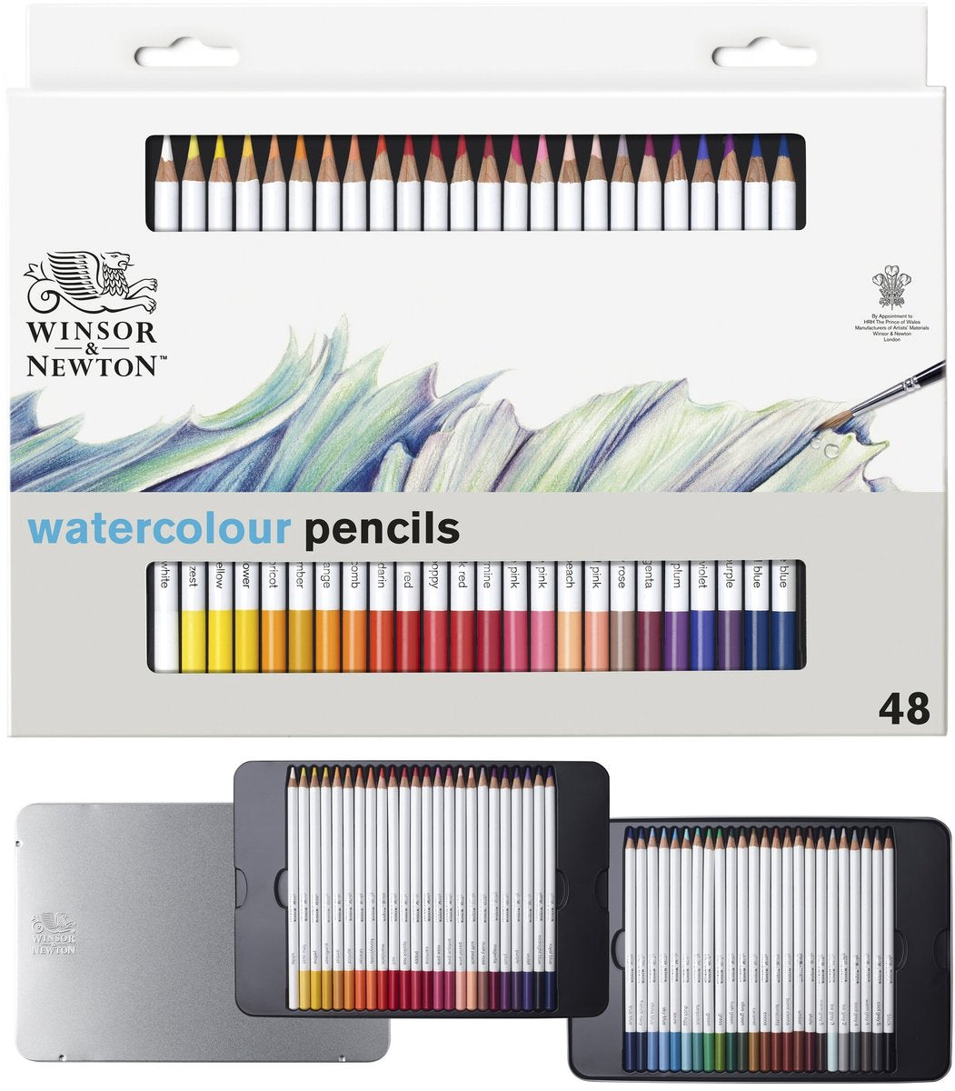 Winsor Newton 0490057 Studio Collection Akvarelblyanter – Sæt med 48 – Akvarelblyanter – Metaletui