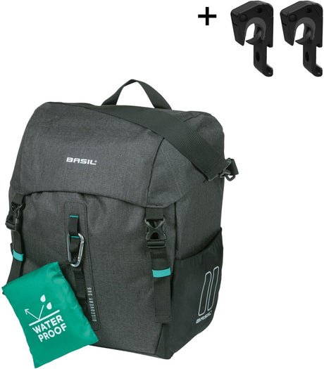 Basil Discovery 365D Single Bicycle Bag L - Sporty, let enkelt cykelpose - 20L - Sort nærkamp