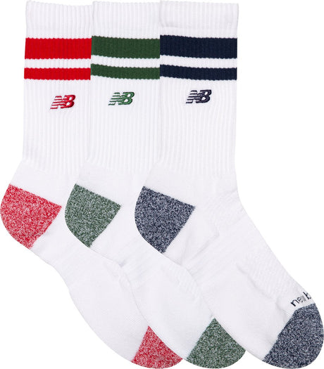 New balance active premium stripe crew strømpe unisex sportsstrømper - assorteret