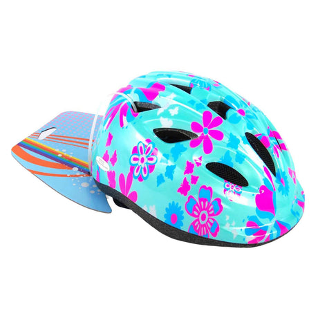 Volare børnecykelhjelm - xs - blå lyserøde blomster - 47-51 cm - ekstra lille model