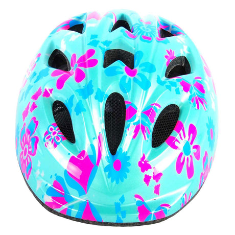 Volare børnecykelhjelm - xs - blå lyserøde blomster - 47-51 cm - ekstra lille model