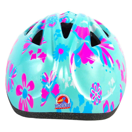 Volare børnecykelhjelm - xs - blå lyserøde blomster - 47-51 cm - ekstra lille model