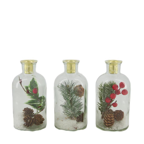Dijk natural collections lysestageglas med juledeco 8x8x16cm