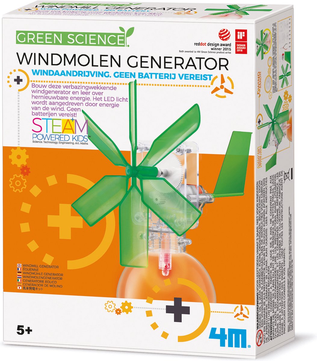4m videnskab og spil - lav lys med din egen vindmøllegenerator - kidzlabs - grøn videnskab - 8+
