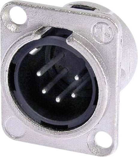 Neutrik nc5mdl1 xlr-konnektorflangestik, kontakter lige antal ben: 5 sølv 1 stk.