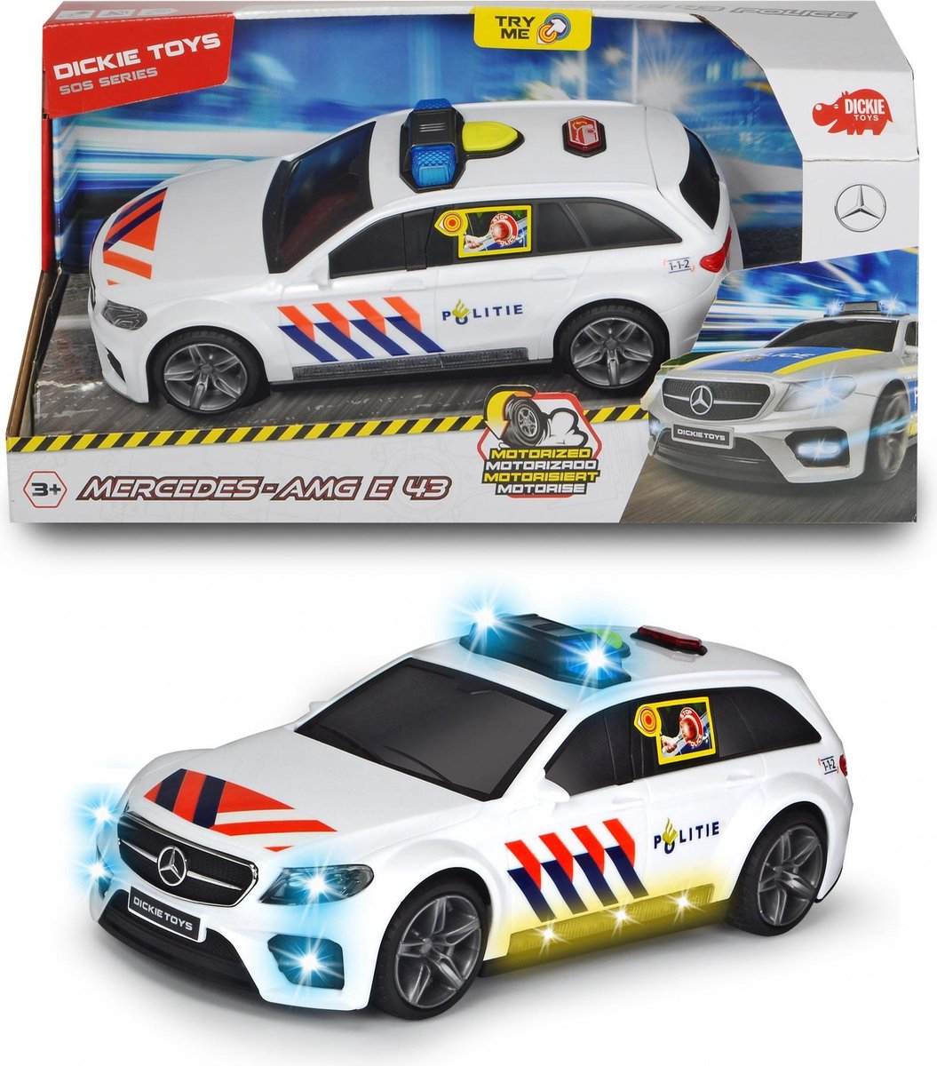 Dickie legetøj Mercedes-AMG E43 SOS hollandsk politibil - 30 cm - lys lyd - legetøjskøretøj
