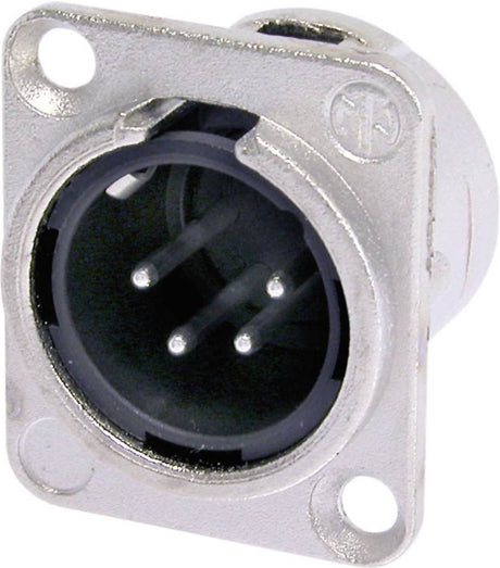 Neutrik nc4mdl1 xlr-konnektorflangestik, kontakter lige antal ben: 4 sølv 1 stk.