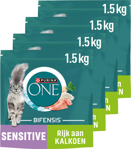 Purina one sensitive - kattefoder - kalkun - 4 x 1,5 kg