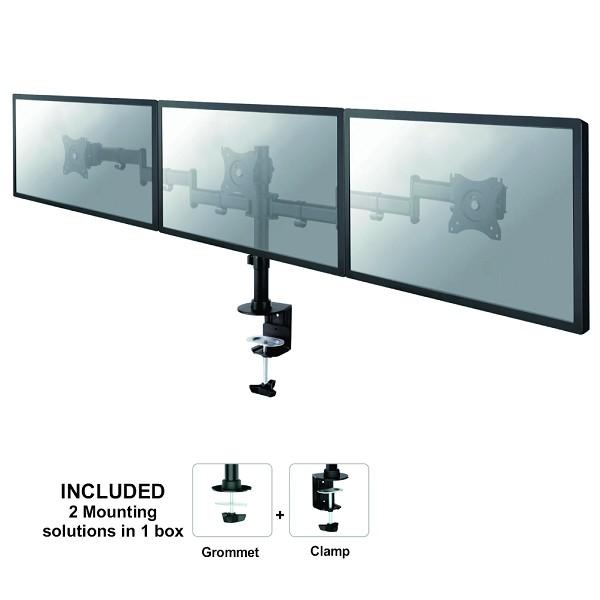 Neomounts Neomounts NM-D135D3BLACK Neomocts Triple Desk Mount, 3x 10-27, 24 kg, Tilt Drej roter,