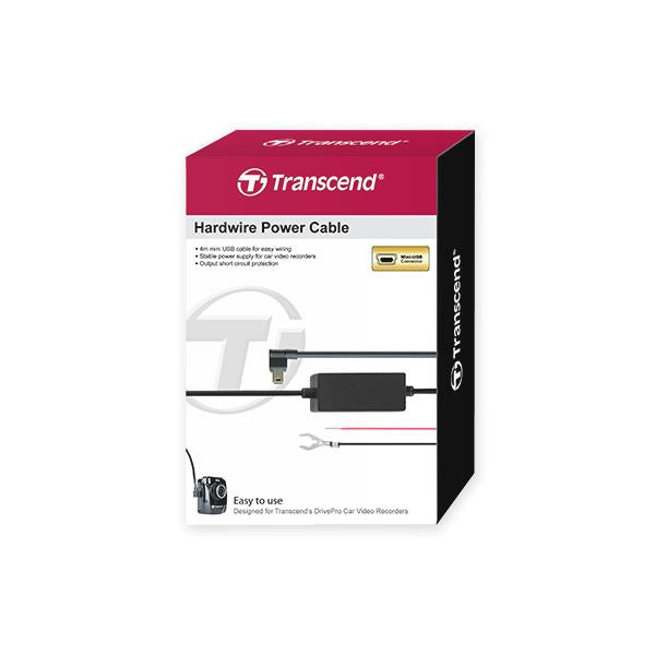 Transcend ts-dpk2 drivepro hardwire strømkabel, mini-USB micro-USB, 4m, sort