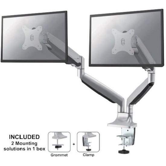 Neomounts Neomounts FPMA-D750DSILVER Flatskærm Monitor Desk Support med Gasfjeder, 2x 10-30, 9 kg,