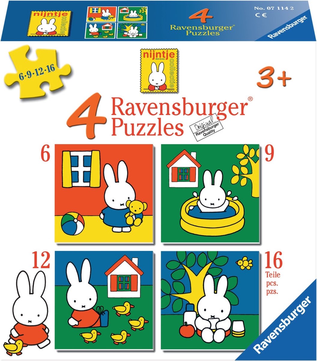 Ravensburger Miffy. fire puslespil -6+9+12+16 brikker - børnepuslespil