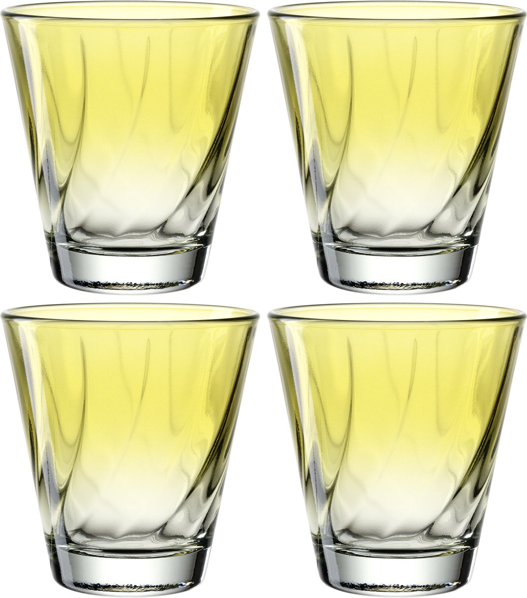 Leonardo twist drikkeglas 215ml gul - sæt 4